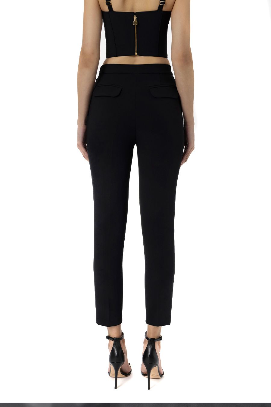 ELISABETTA FRANCHI  Pantaloni Neri Elisabetta Franchi da Donna - Mix di Poliestere Italy