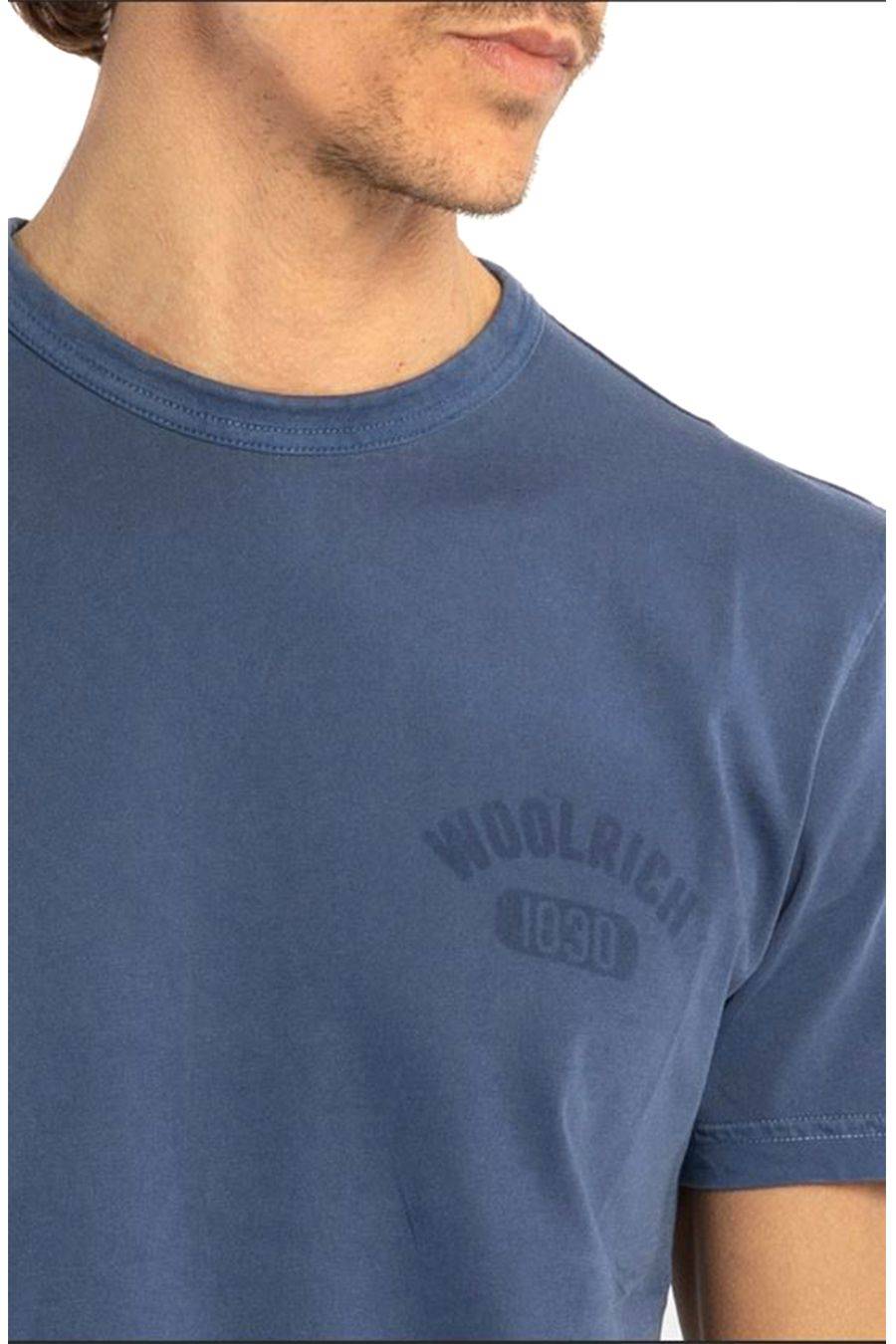 WOOLRICH  T-Shirt di Cotone Blu Woolrich da Uomo Italia