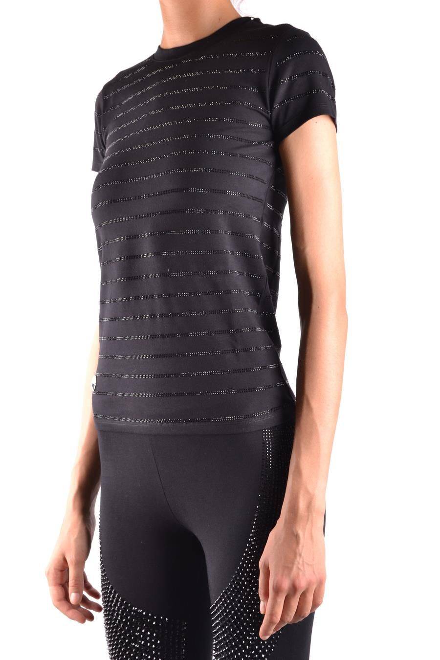 PHILIPP PLEIN  T-shirt Nera in Cotone Elasticizzato Philipp Plein Donna Spedizione Gratuita