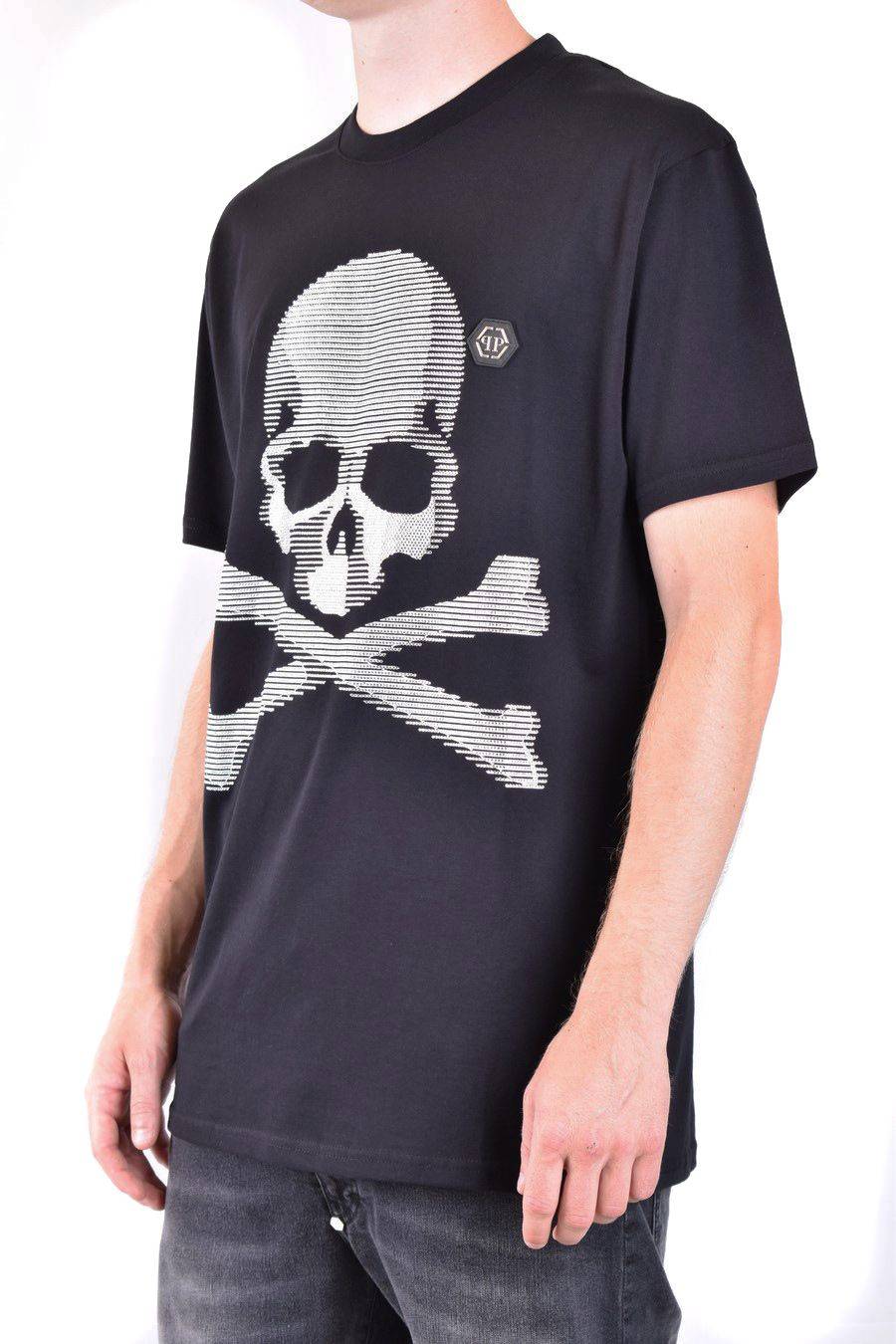 PHILIPP PLEIN  T-Shirt Nera in Cotone Philipp Plein Uomo Acquista Ora