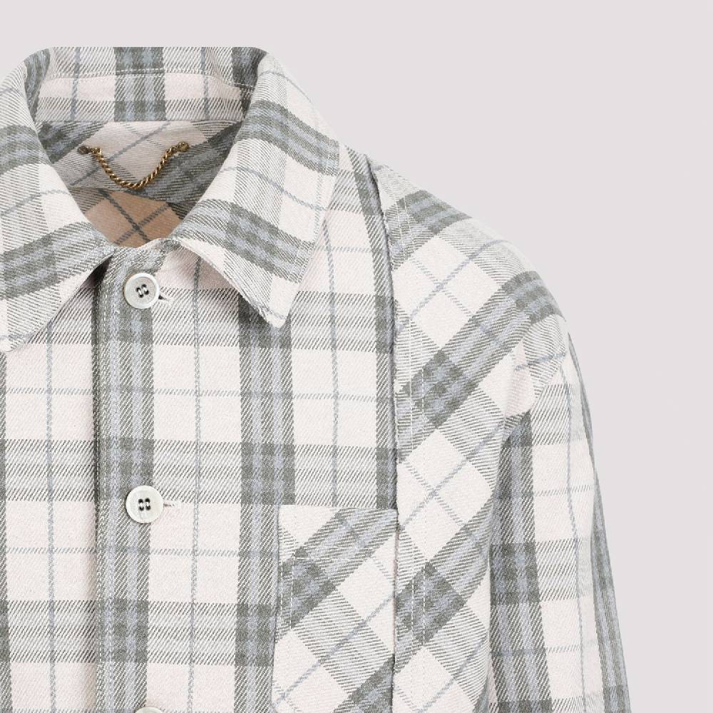 GOLDEN GOOSE  Camicia Uomo Quadri Ecru Verde in Cotone Golden Goose Vendita Calda