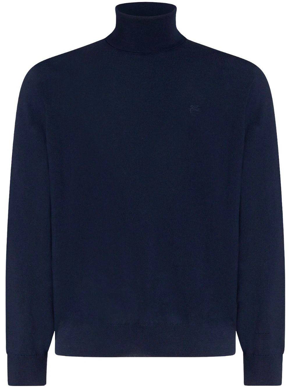 ETRO  Maglione Dolcevita Blu in Lana Vergine da Uomo ETRO