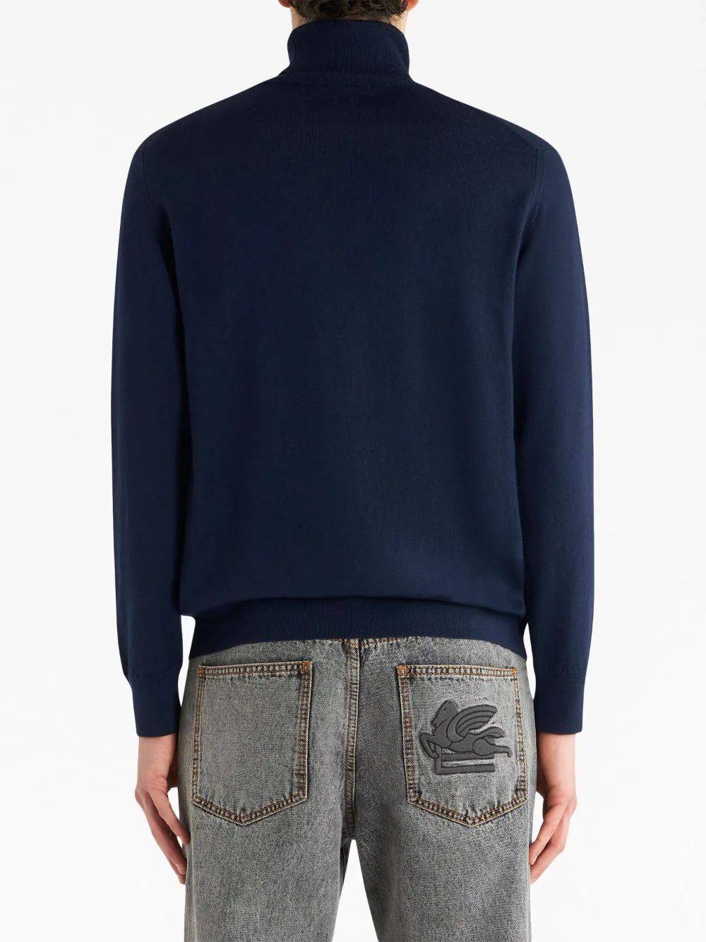ETRO  Maglione Dolcevita Blu ETRO Uomo 100% Lana Vergine Grande vendita