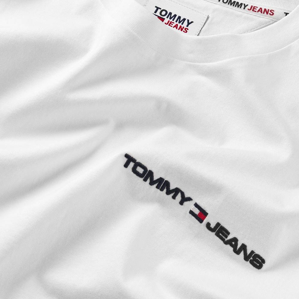 TOMMY JEANS  T-Shirt da Uomo Tommy Jeans Bianca in Cotone con Girocollo Vendite stagionali
