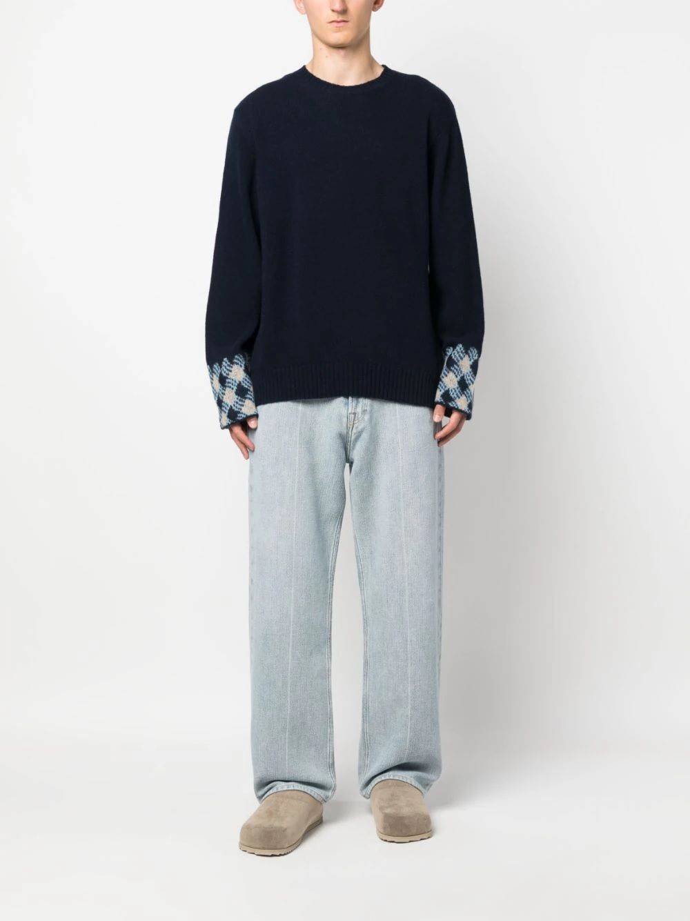 ETRO  Maglione ETRO Blu Uomo in Lana Vergine con Scollo a C Smaltimento dello stoccaggio
