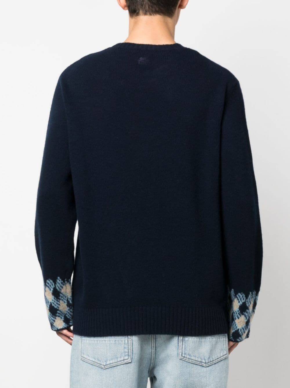 ETRO  Maglione ETRO Blu Uomo in Lana Vergine con Scollo a C Smaltimento dello stoccaggio
