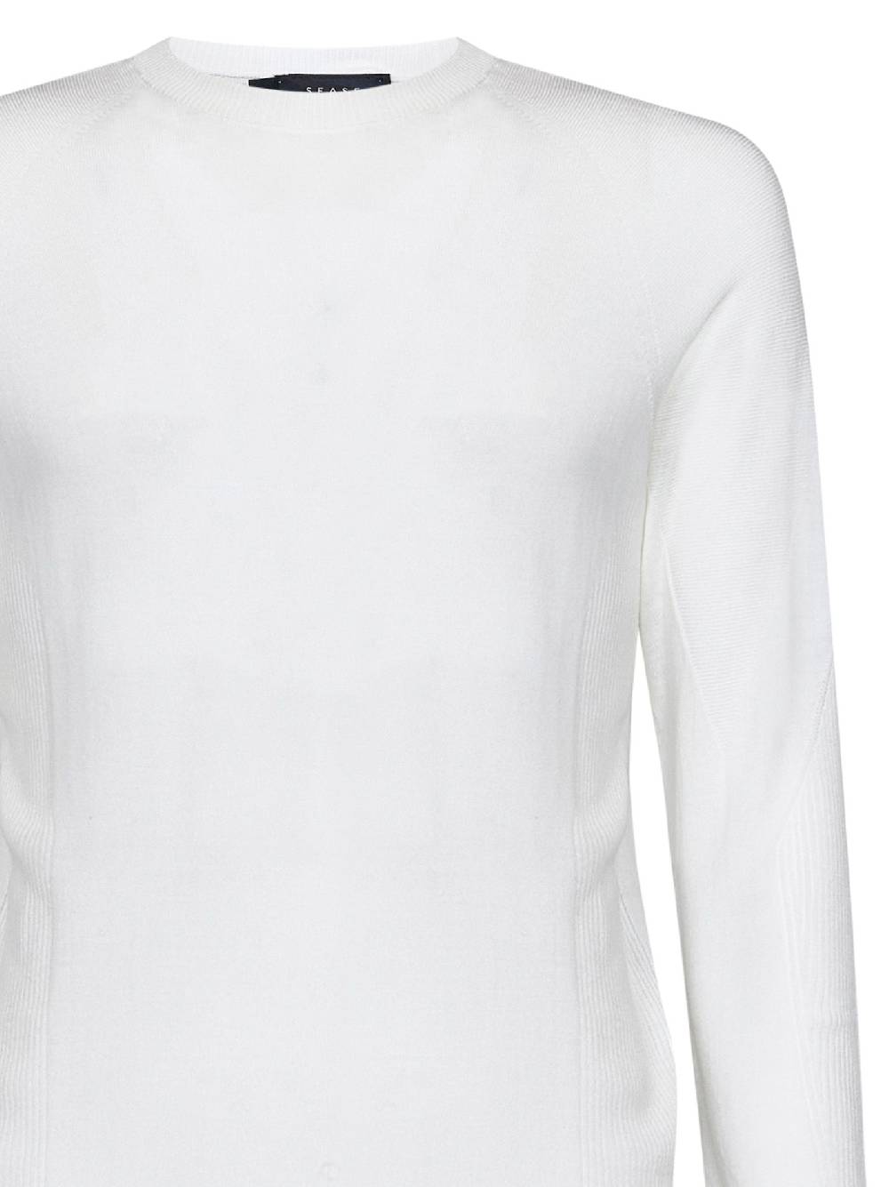 SEASE  Maglione Uomo SEASE Collo Rotondo Lana Vergine Bianco Offerta temporanea