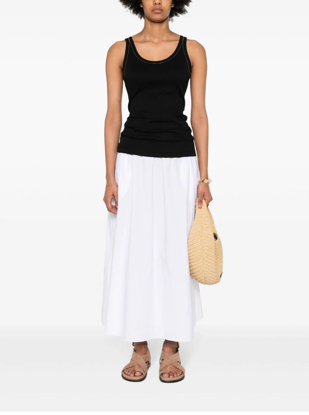 FABIANA FILIPPI  Maglia Nera Fabiana Filippi - Camicetta in Cotone Elasticizzato da Donna Ritorno libero