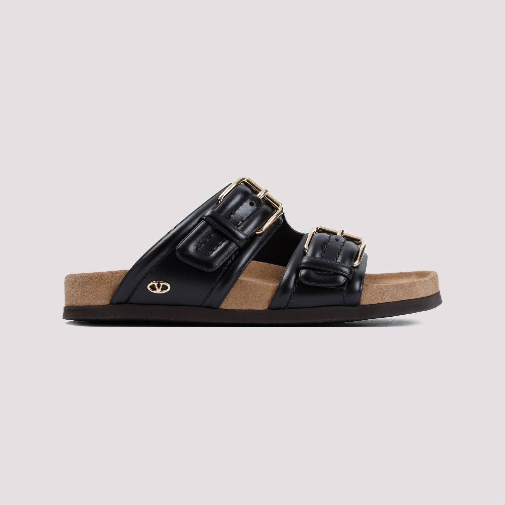 VALENTINO GARAVANI  Sandali in Vitello Nero Valentino Garavani con Fibbie Dorate ACQUISTA ORA