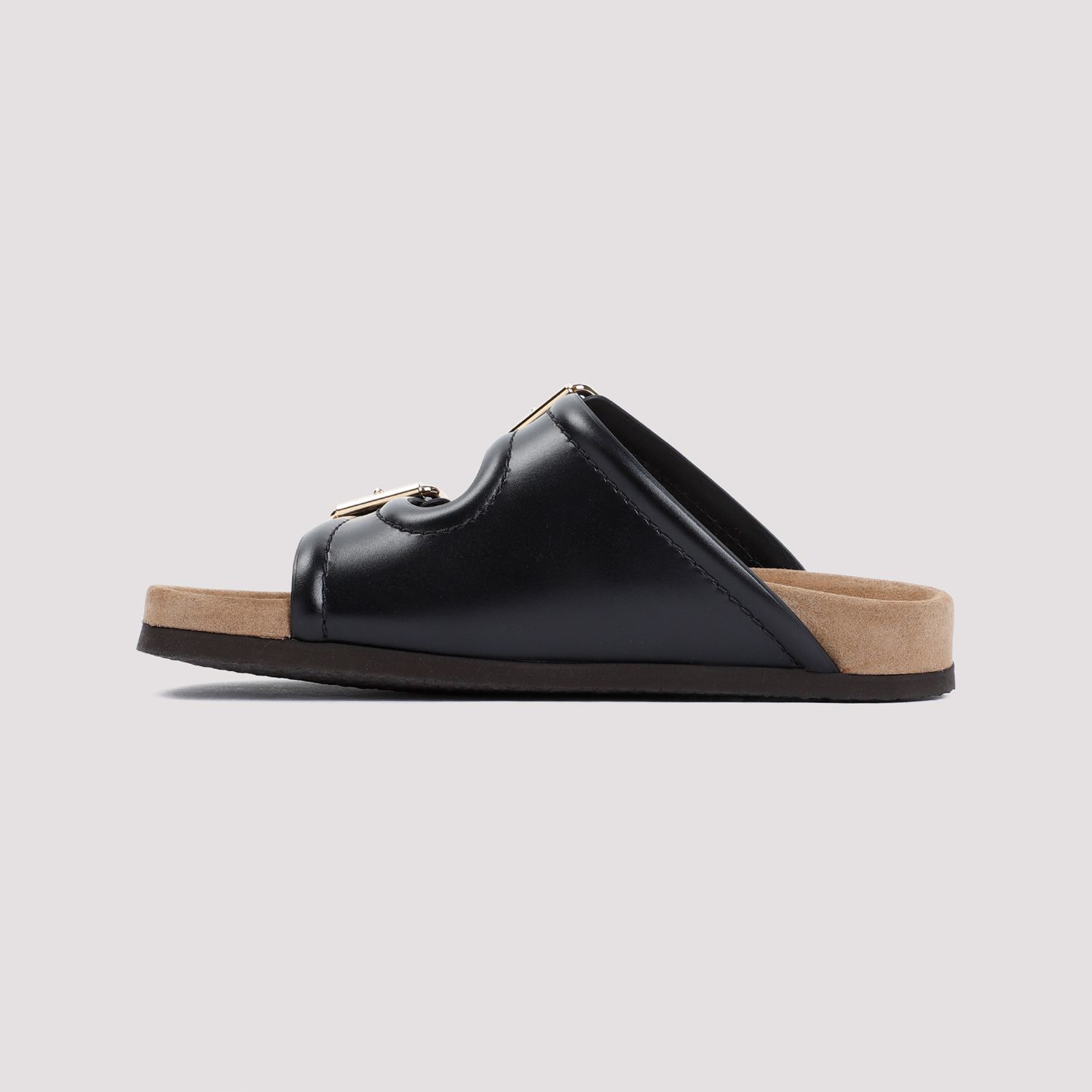 VALENTINO GARAVANI  Sandali in Vitello Nero Valentino Garavani con Fibbie Dorate ACQUISTA ORA