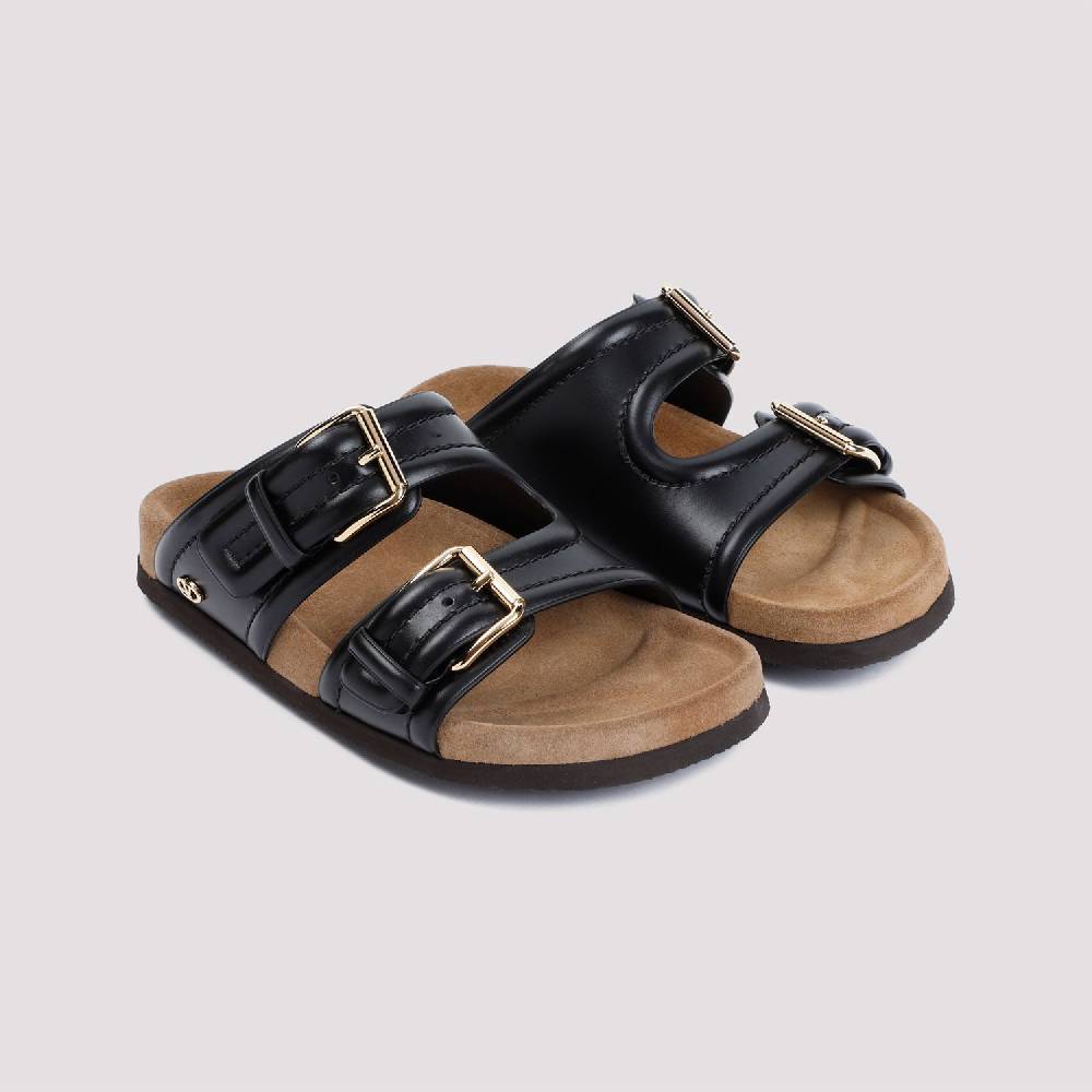 VALENTINO GARAVANI  Sandali in Vitello Nero Valentino Garavani con Fibbie Dorate ACQUISTA ORA