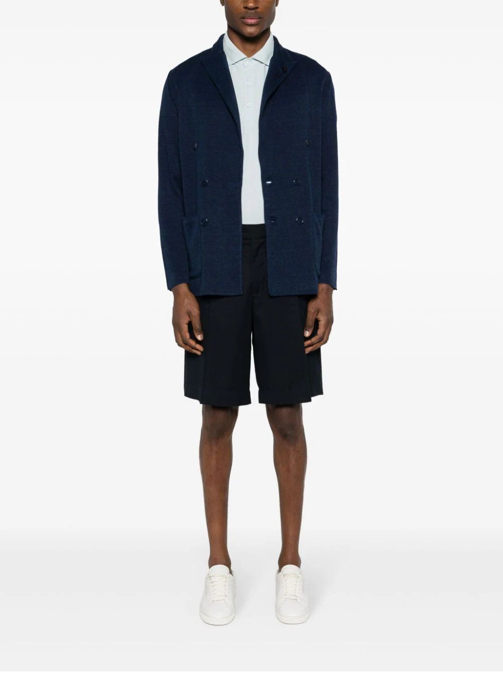 LARDINI  Giacca Maglia Blu Uomo LARDINI - 73% Lino 27% Cotone Sostegno trimestrale