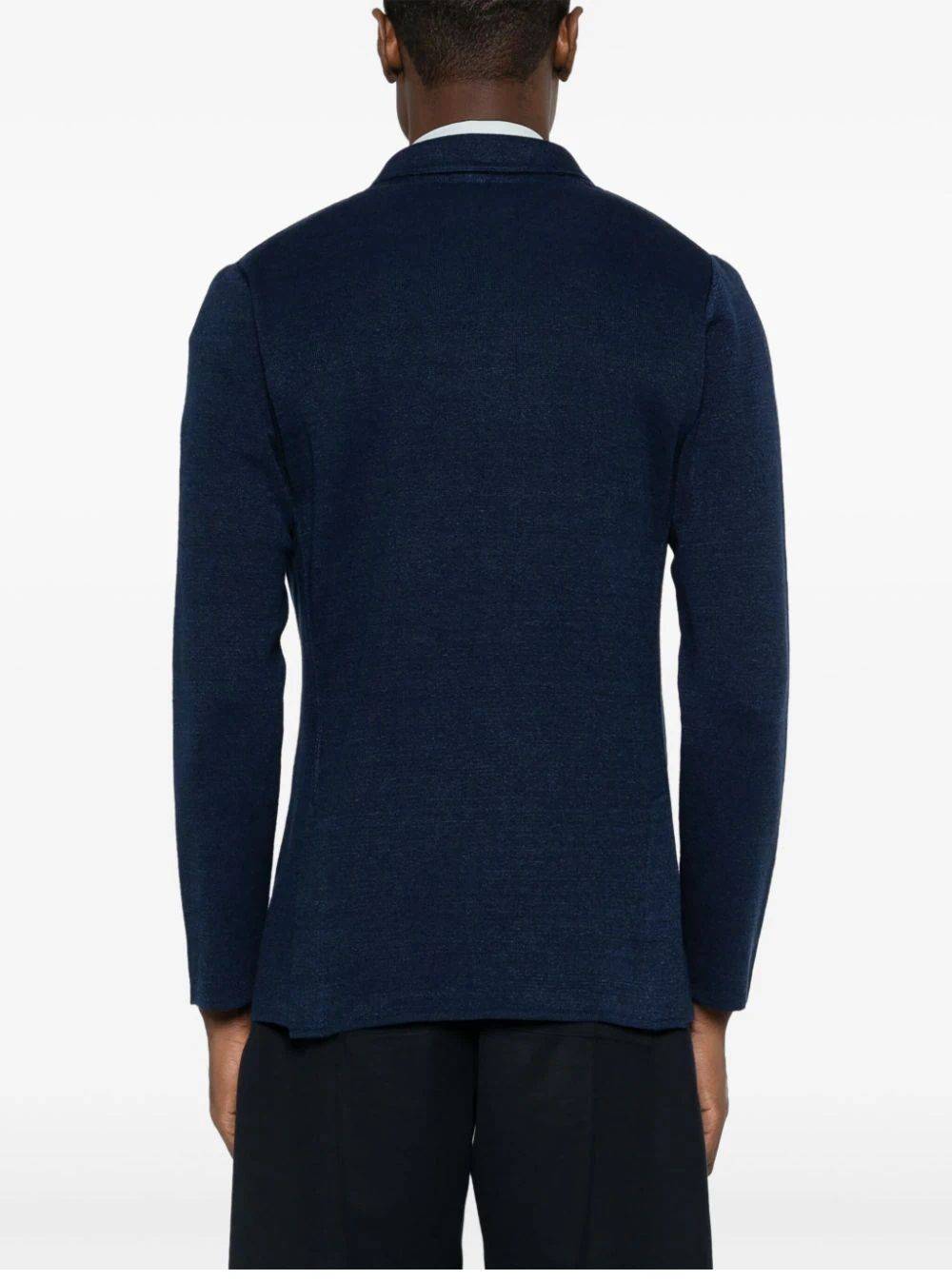 LARDINI  Giacca Maglia Blu Uomo LARDINI - 73% Lino 27% Cotone Sostegno trimestrale