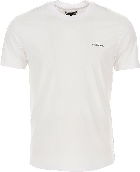 EMPORIO ARMANI T-Shirt Logo Emporio Armani Bianca in Lyocell e Cotone per Uomo