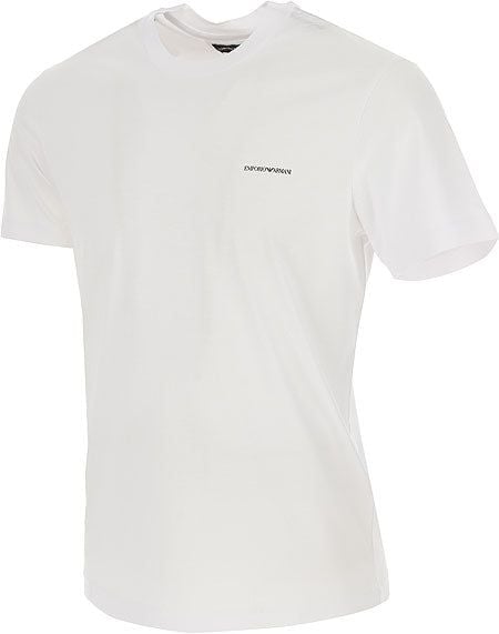 EMPORIO ARMANI  T-Shirt Logo Emporio Armani Bianca in Lyocell e Cotone per Uomo In vendita
