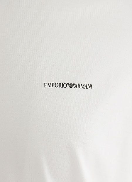 EMPORIO ARMANI  T-Shirt Logo Emporio Armani Bianca in Lyocell e Cotone per Uomo In vendita