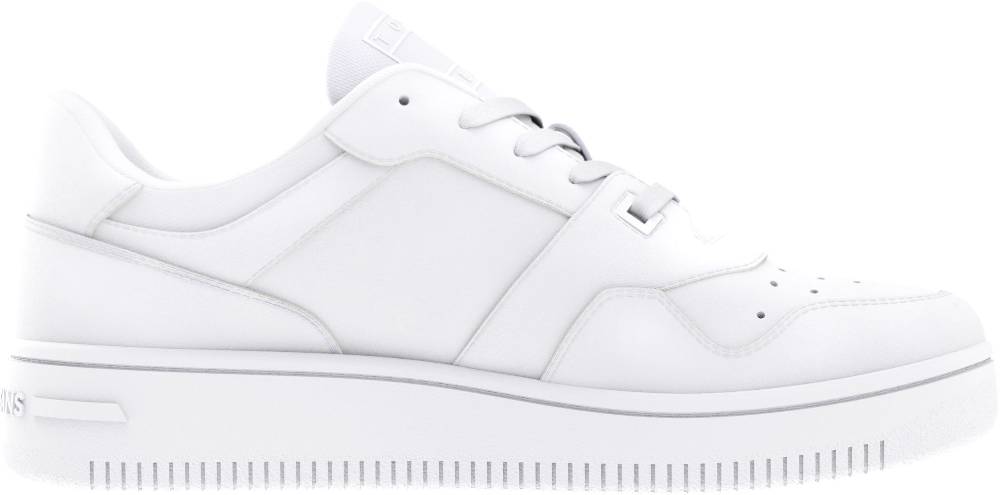TOMMY JEANS  Sneakers da Basket Retrò in Pelle da Uomo Tommy Jeans - Bianche Affare Del Giorno