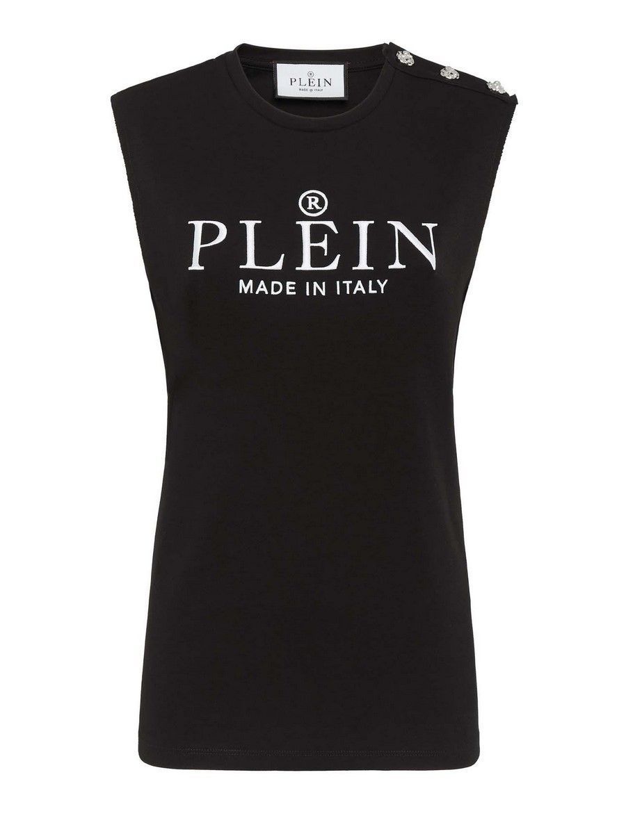 PHILIPP PLEIN  Elegante Top Nero in Cotone Philipp Plein per Donna Outlet