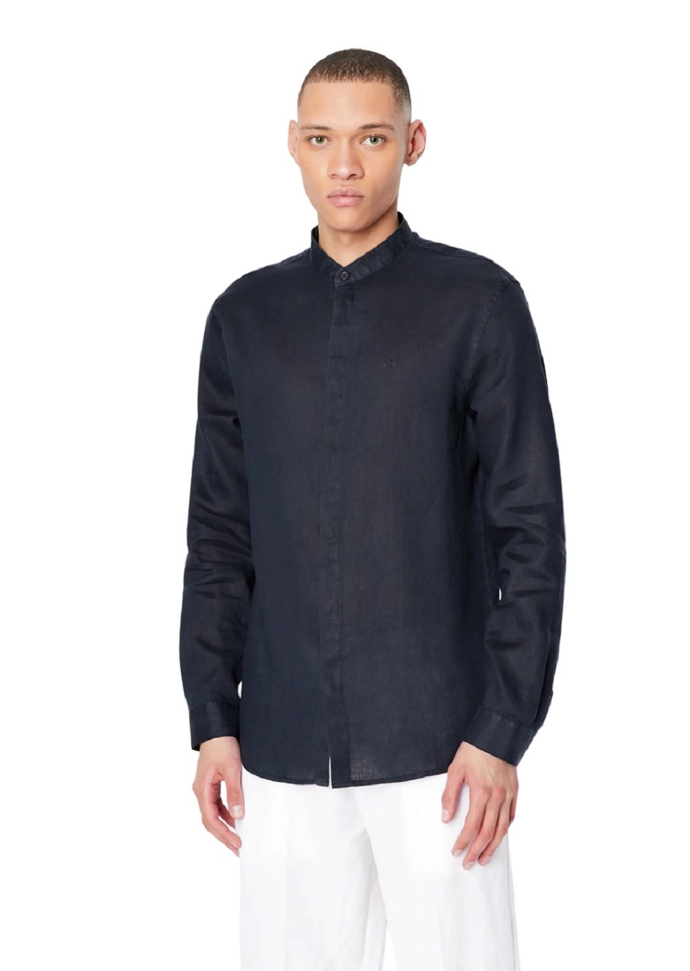 ARMANI EXCHANGE  Camicia di Lino Blu Uomo Armani Exchange In Saldo