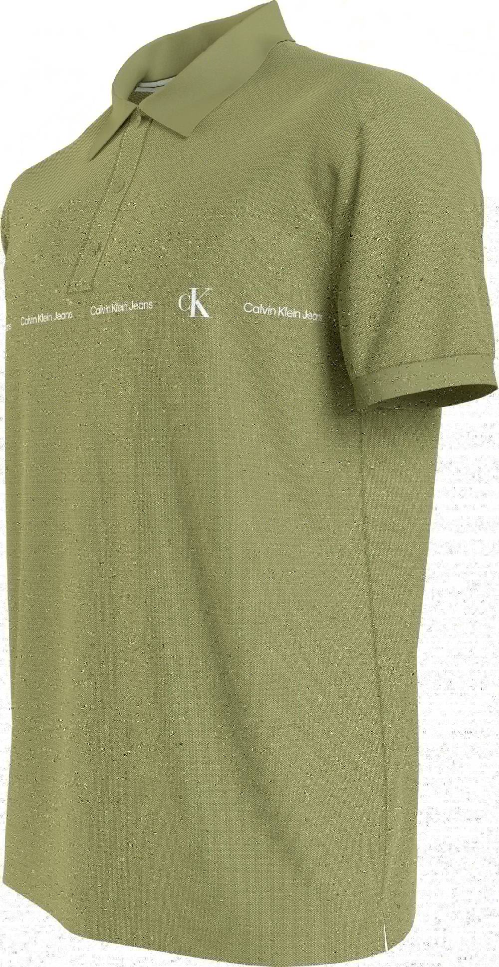 CALVIN KLEIN  Polo da Uomo Calvin Klein in Cotone Elasticizzato Verde Offerta Giorno del Papà