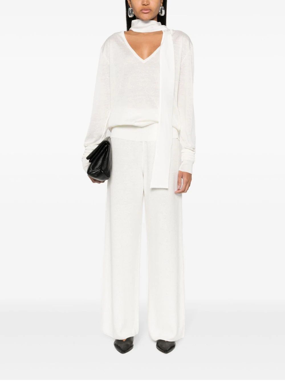 FABIANA FILIPPI  Top in Maglia Bianco Fabiana Filippi 60% Lino 40% Seta Grandi sconti