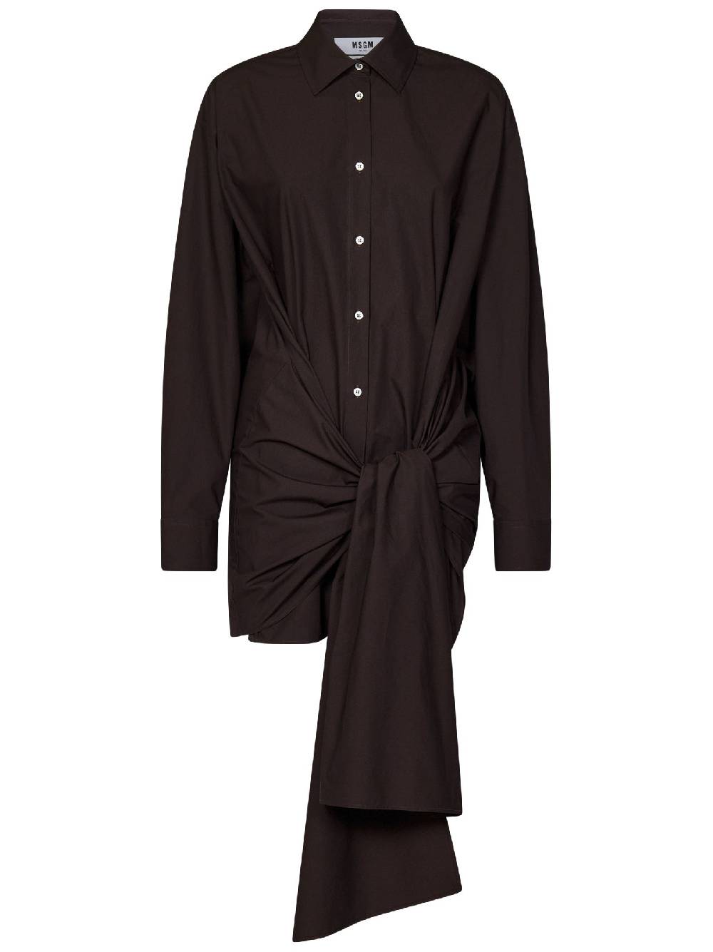 MSGM  Camicia Marrone in Cotone Oversized con Nodo MSGM Nuovi prodotti