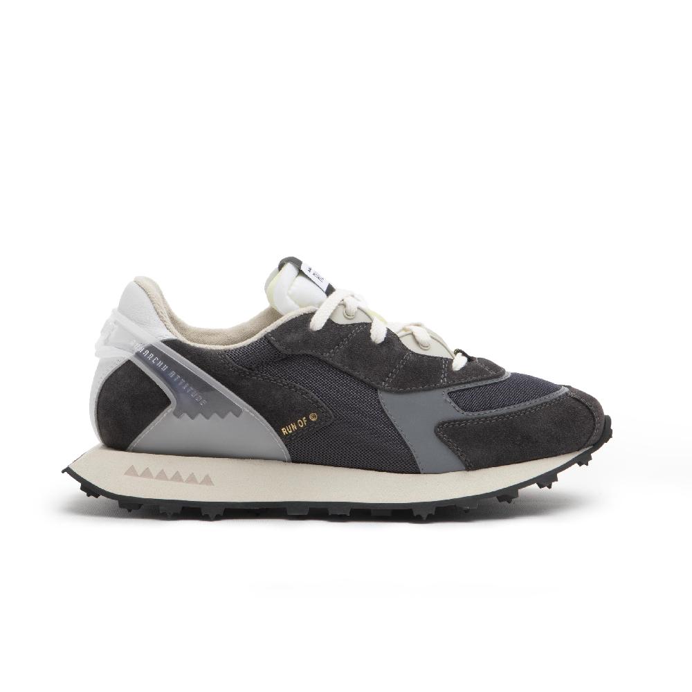 RUN OF sneakers Grau in pelle e rete con talloncino in pelle Sconti VIP