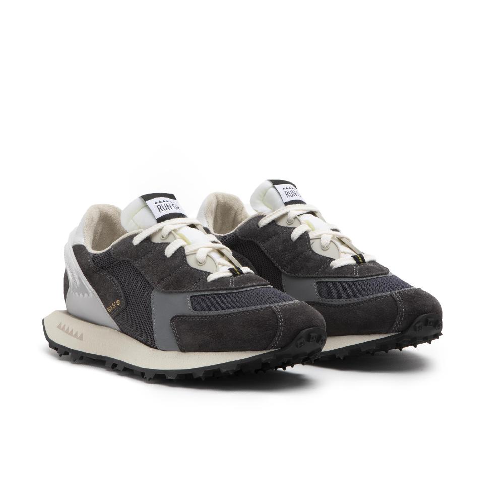 RUN OF sneakers Grau in pelle e rete con talloncino in pelle Sconti VIP