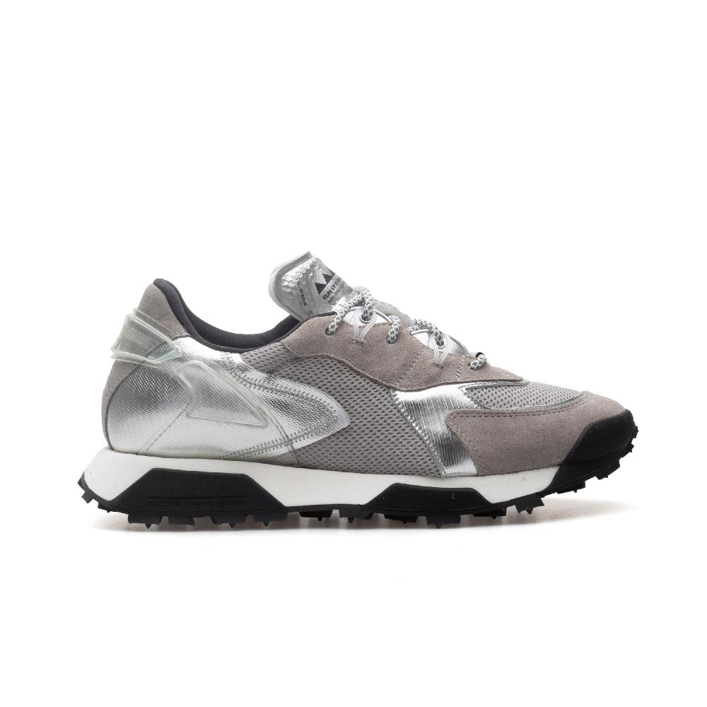 RUN OF R-Silver sneakers in pelle scamosciata e mesh grigio tessuto sintetico argento Offerta speciale della fabbrica