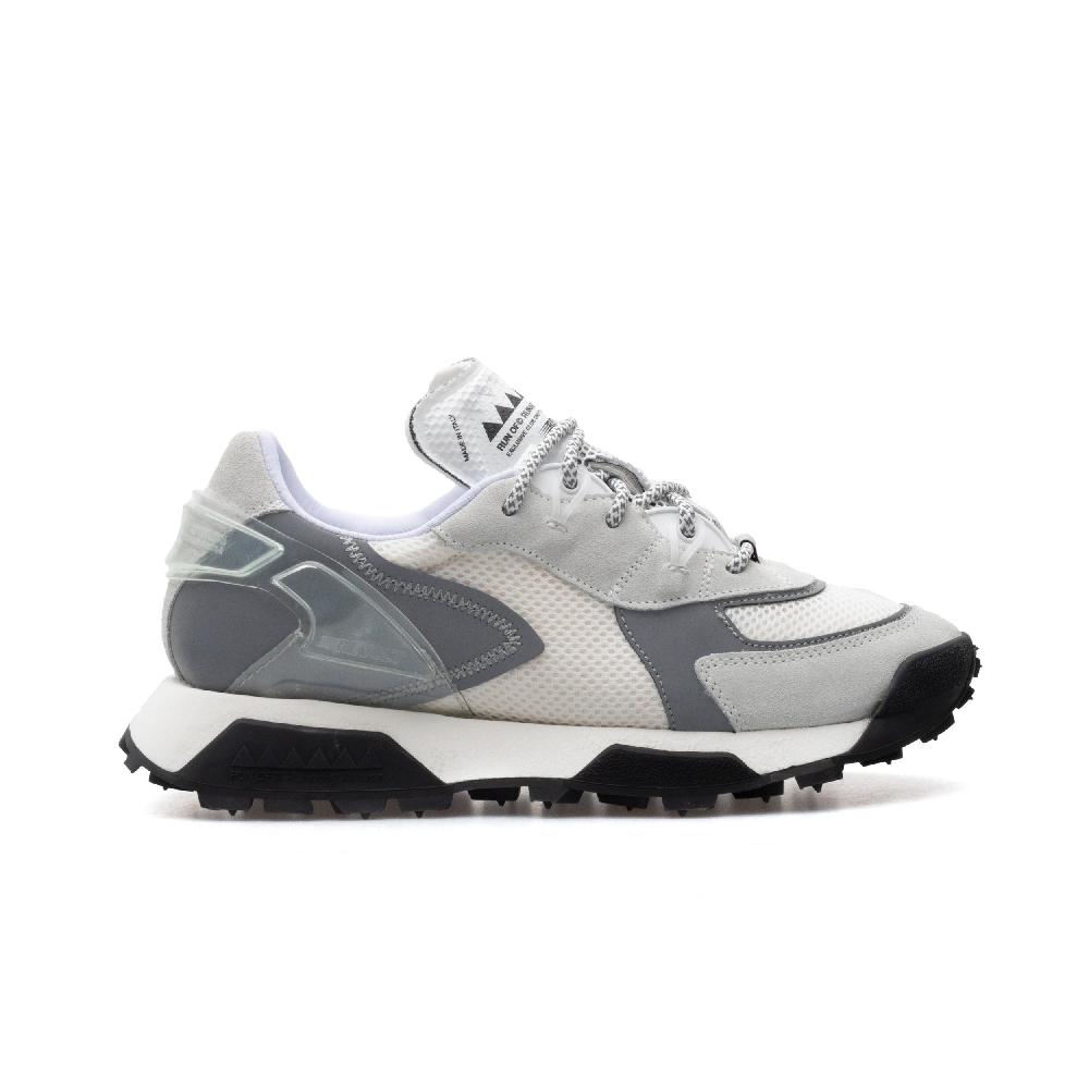 RUN OF R-White sneakers in pelle scamosciata grigio chiaro e mesh bianco Sostegno trimestrale