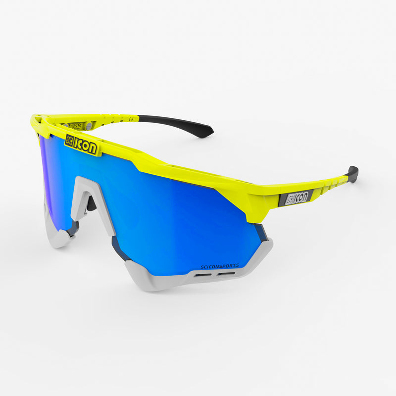 Scicon Aeroshade XL Occhiali Ciclismo Giallo Fluo/Blu