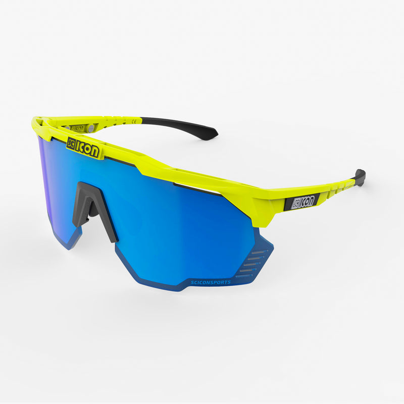 Scicon Aeroshade Kunken Occhiali Ciclismo Giallo Fluo/Blu