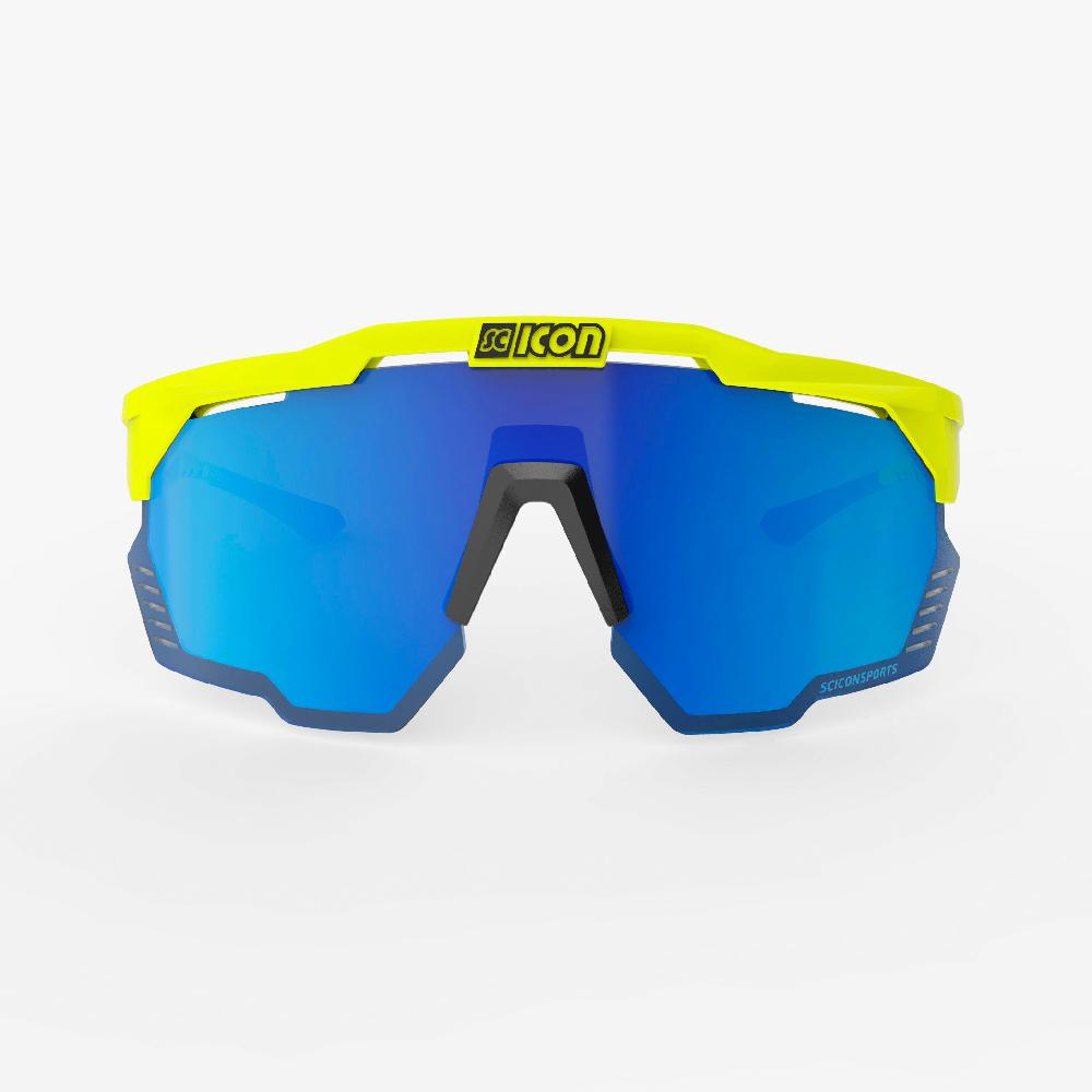 Scicon Aeroshade Kunken Occhiali Ciclismo Giallo Fluo/Blu Vendita Calda