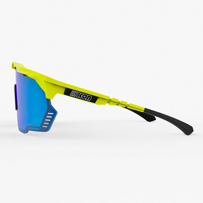 Scicon Aeroshade Kunken Occhiali Ciclismo Giallo Fluo/Blu Vendita Calda