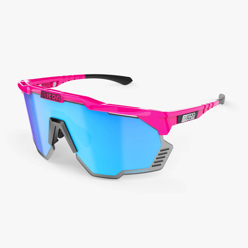 Scicon Aeroshade Kunken Occhiali Ciclismo Rosa Fluo/Blu