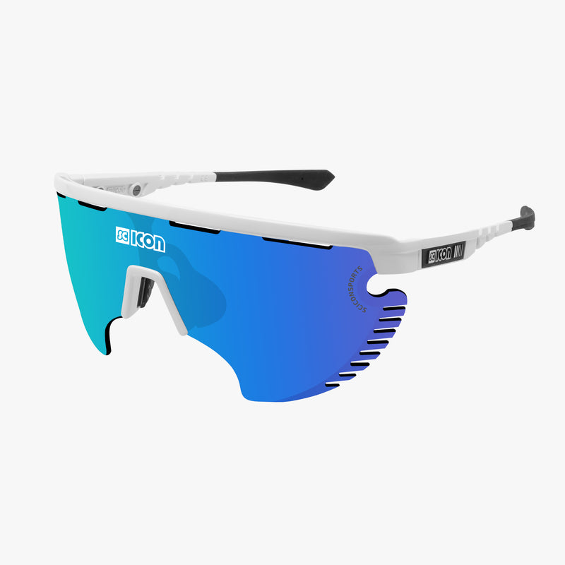 Scicon Occhiali Sportivi Aerowing Lamon Montatura Bianca/Lente Blu