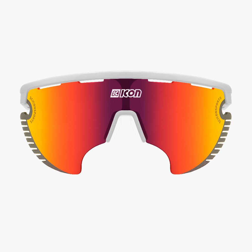 Scicon Occhiali Sportivi Aerowing Lamon Bianchi/Lente Rossa Specchiata Vendita Calda