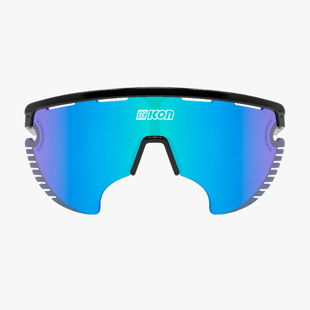 Scicon Occhiali Sportivi Aerowing Lamon Neri/ Lente Blu Specchiata In Linea