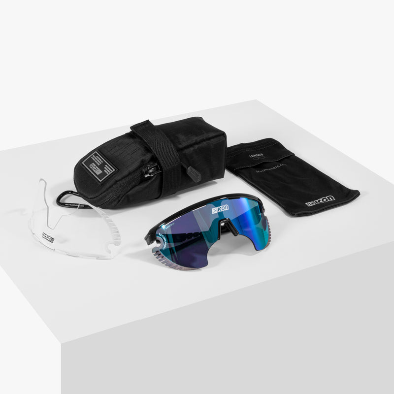 Scicon Occhiali Sportivi Aerowing Lamon Neri/ Lente Blu Specchiata In Linea