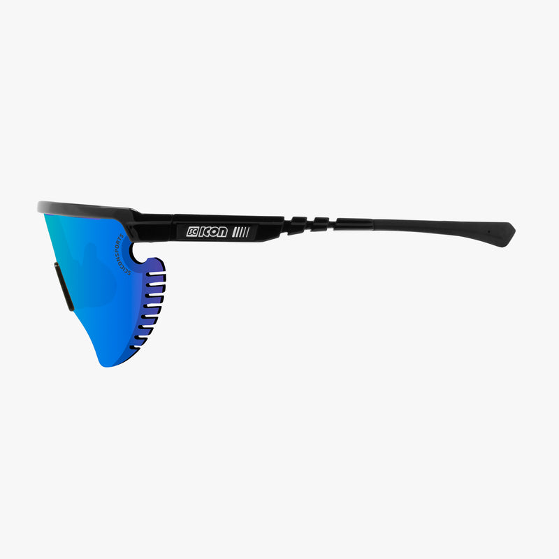Scicon Occhiali Sportivi Aerowing Lamon Neri/ Lente Blu Specchiata In Linea