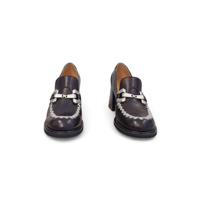 Viola Ricci Carla - Mocassino con tacco - nero Offerta Giorno del Papà