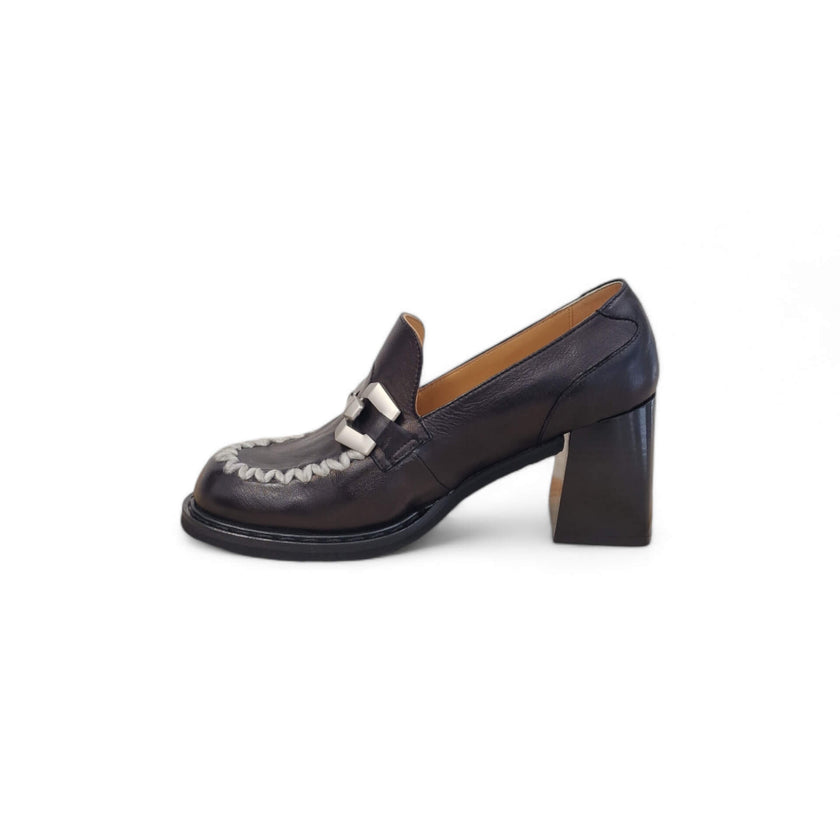 Viola Ricci Carla - Mocassino con tacco - nero Offerta Giorno del Papà