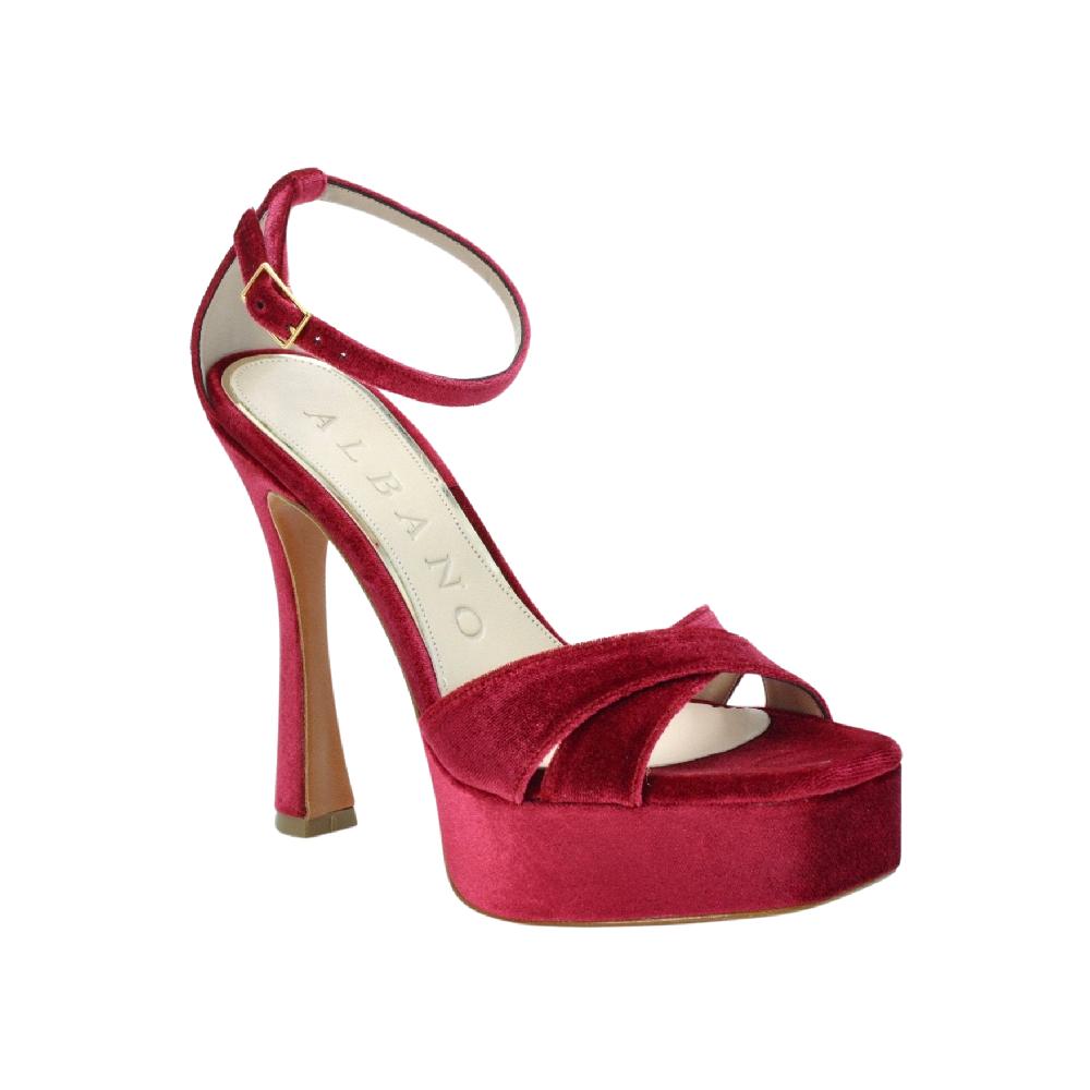 ﻿ALBANO Sandali in velluto rosso Online
